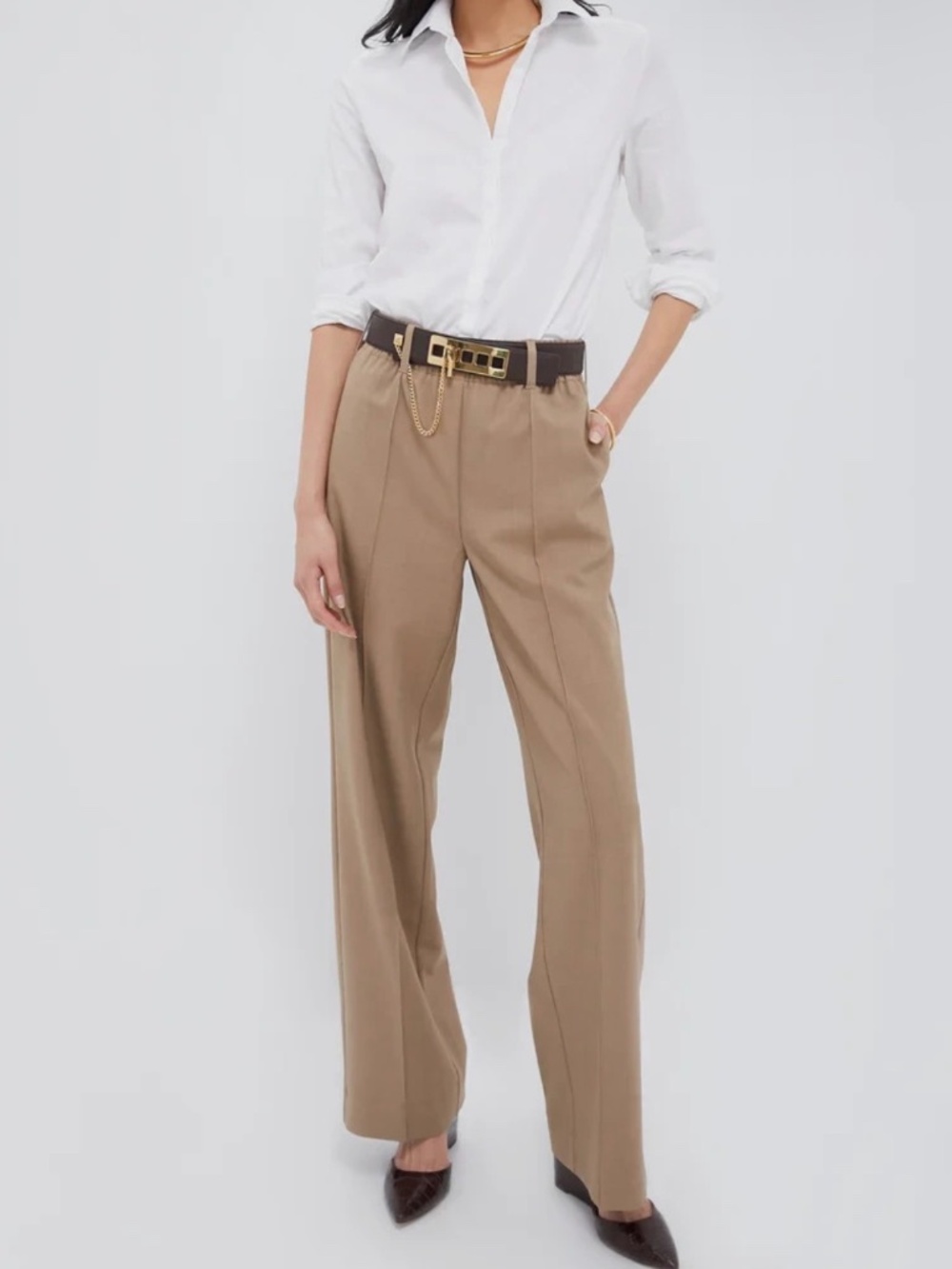 NWT Tuckernuck Tan Straight Leg Pants (S) - Elastic Waist